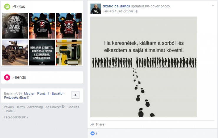 Bandi Szabolcs januári Facebook-posztja. Külön utakon