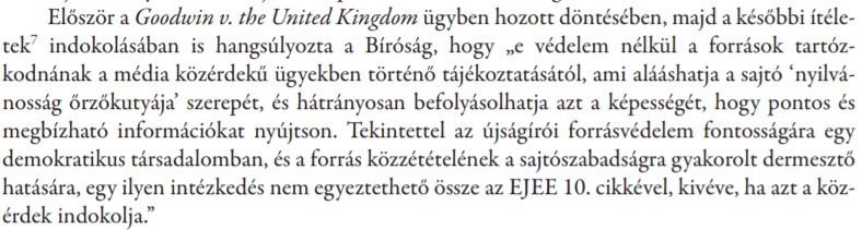 Emberi Jogok Európai Bíróságának joggyakorlata újságírói források védelme